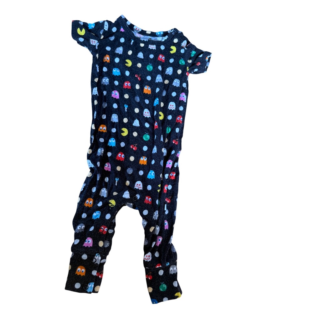 Posh Peanut X Pac-Man Black‎ one piece romper Pac-Man & Ghost Pattern pjs bamboo